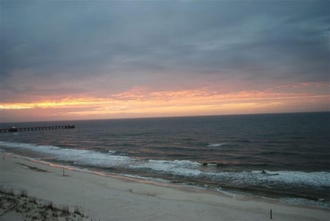 Beautiful view of the sunrise from the balcony.