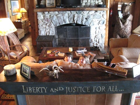 3 field stone fireplaces