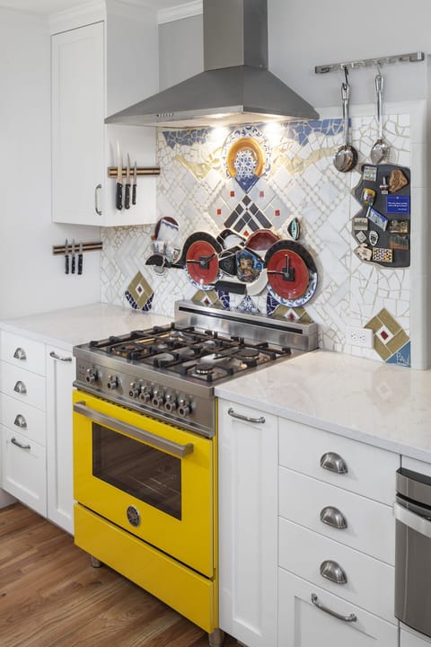 Italian stove and custom backsplash