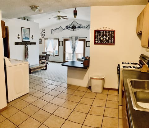 Open floor plan from kitchen.