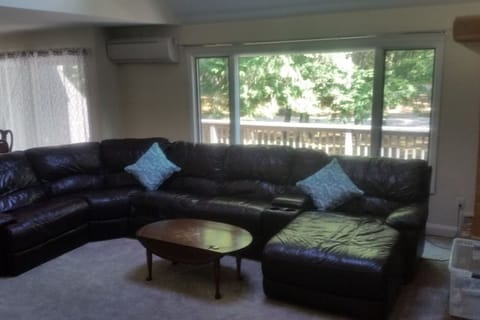 Main Level:
Roomy Living room with  
view of deck