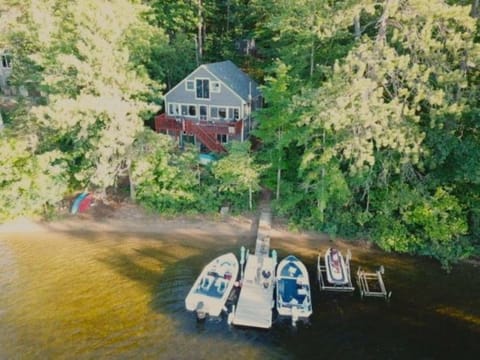 Aerial view.  Note: The boat slip to the left will be open for your use.