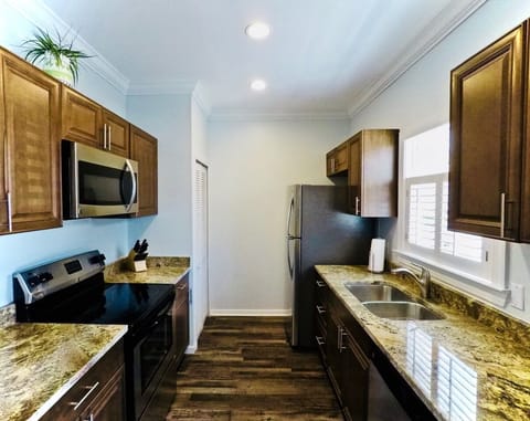 kitchen.  All new appliances and marble countertop.