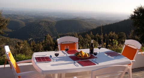 Outside dining showing view to die for.
