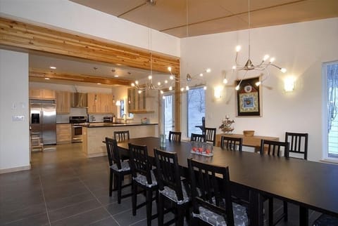 Dining room and kitchen area