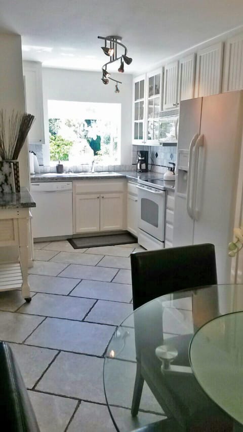 View of kitchen from dining area