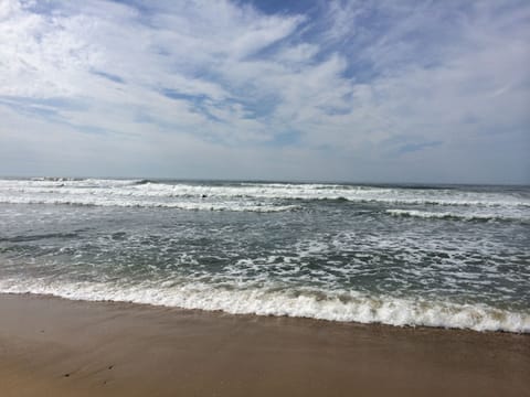 Beach is right out front with fun boogie board waves