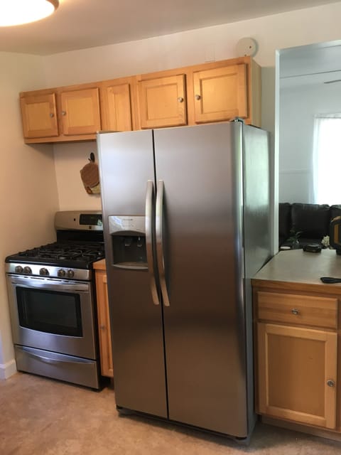 Stainless Appliances.  Gas stove/oven and Refrigerator with ice maker