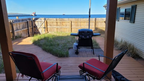 Back patio overlooking Lake Superior