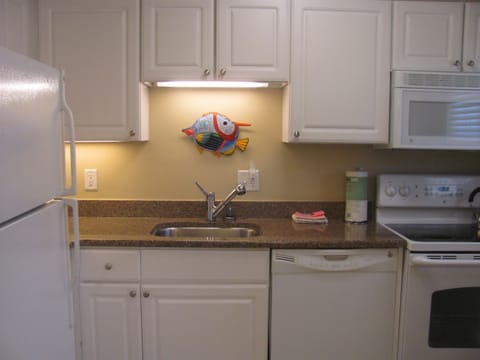 Fully stocked kitchen. 