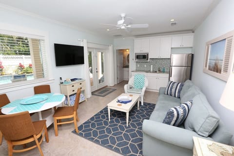 First-floor poolside room with sofa sleeper and easy pool access