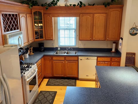 Spacious and well-stocked kitchen
