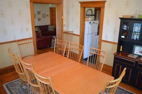 Dinning Room with extending Amish made oak table.  Easily seats 10 or more.