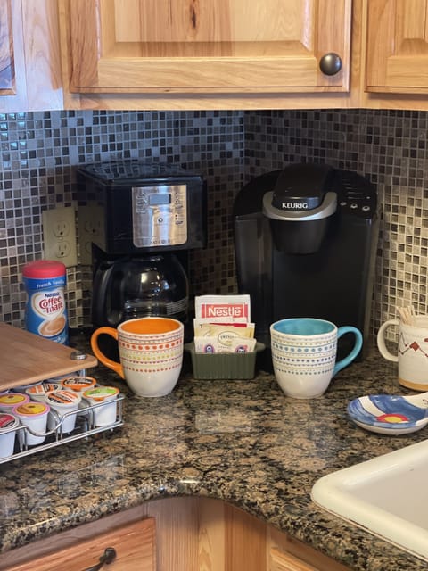 Keurig and regular drip coffee makers because you gotta have coffee at the cabin