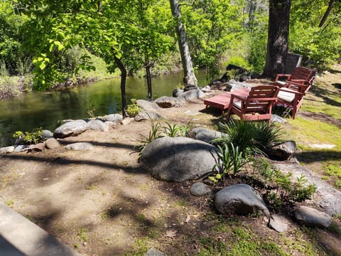 Garden area overlooks the river