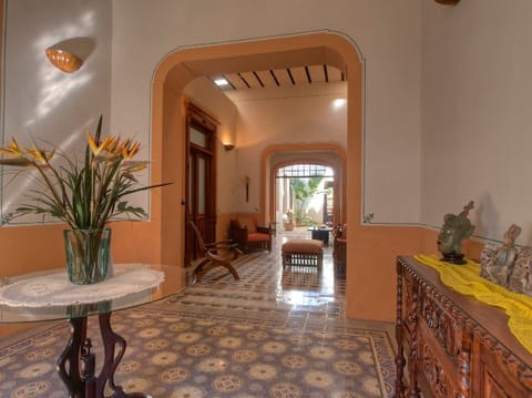 From the entryway, the view through the house to the courtyard is stunning
