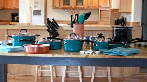 Well equipped kitchen includes crock pot, toaster, microwave & drip coffee maker