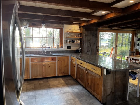 Remodeled kitchen in 2022 with views of Bartlett's Island and the Narrows.