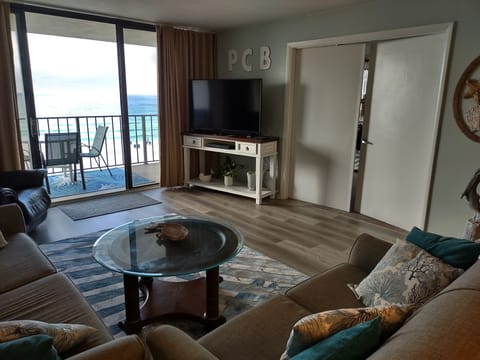 55 inch smart TV and beach view from the living room.
