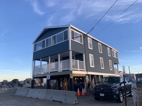 Front view of house, don’t mind the barriers. They are removed every spring. 