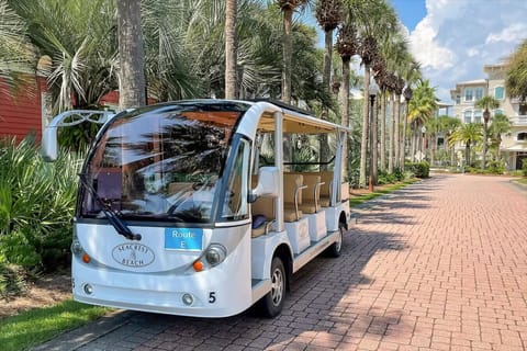 Complementary tram service from pool to beach and back