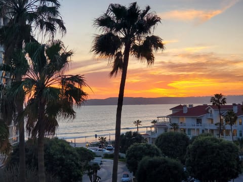 Beach, sunset and Hotel Del view from inside the master bedroom.