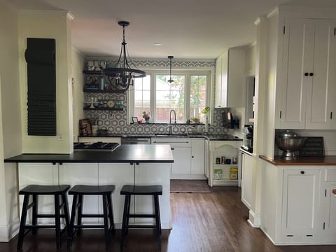 View of kitchen from dining room