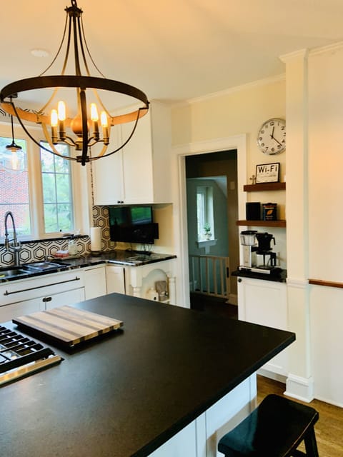 Center Island in Kitchen with gas stove and oven