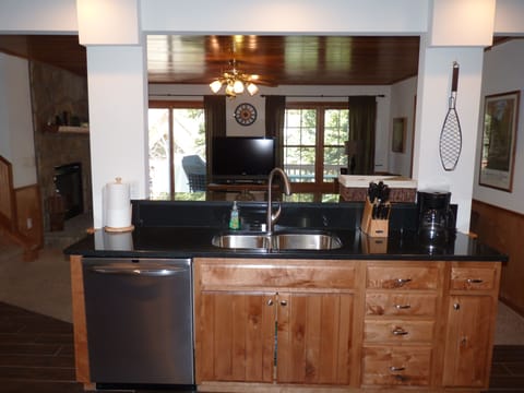 kitchen and family room.