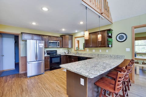 kitchen and barstools