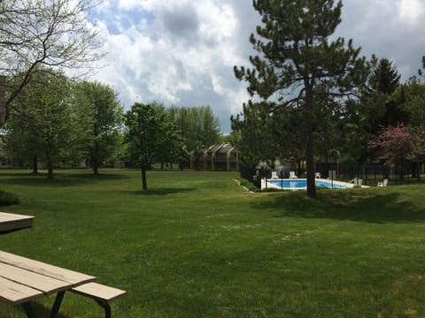 View of the courtyard from the deck