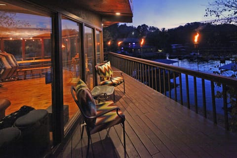 Relaxing large main floor deck overlooks cove