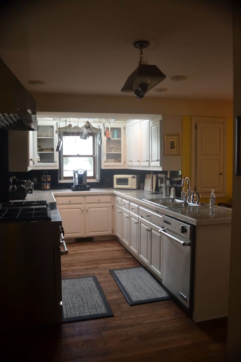 Bright kitchen with skylight, all other lights off in this photo