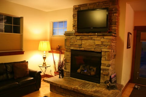 Fireplace & TV in the living room.