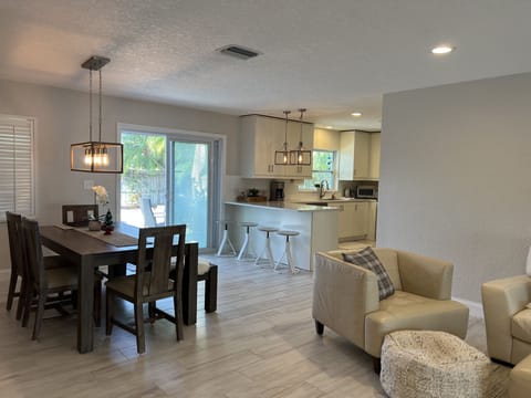 dining table and seating by the island