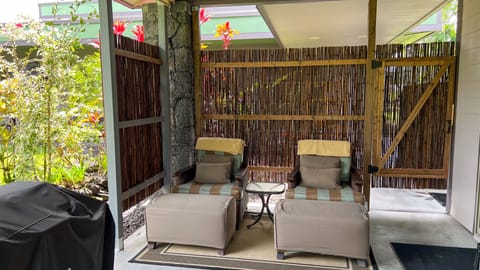 Private seating area with garden.
