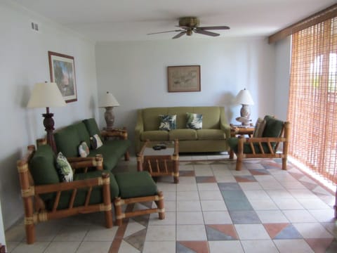 Living room with sleeper sofa, plenty of seating!