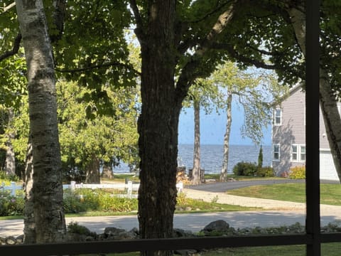 View of the bay from the screened porch.