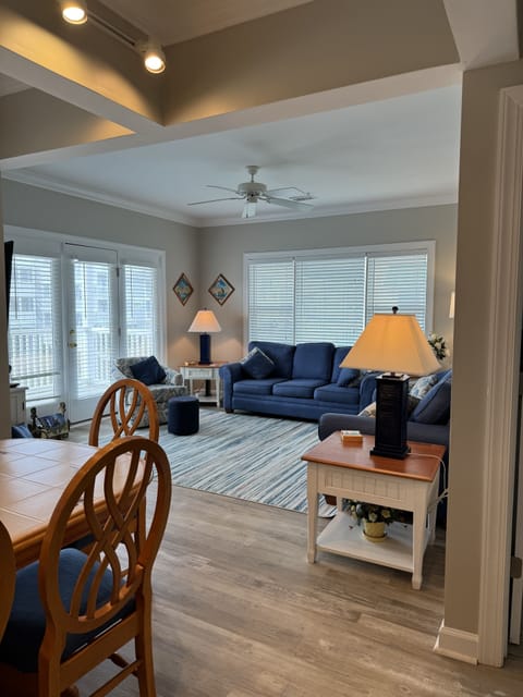 Spacious living area with plenty of comfortable seating.