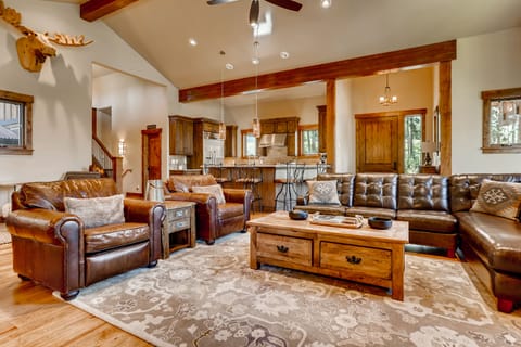 Living room, kitchen, front door