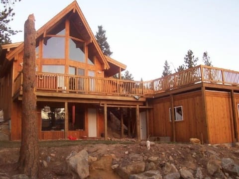 The front of our mountain home. Huge windows and great deck incredible views.