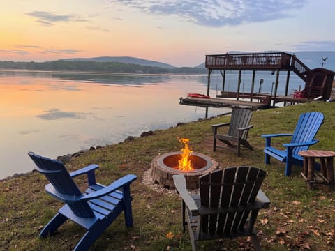 Our stunning sunset glow fire pit view!