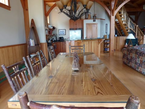 Dining area facing kitchen. 