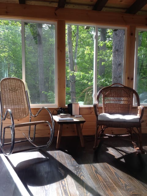 Comfy rocking chairs on 3 season porch.