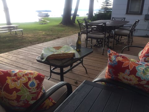 Enjoy the lake views from both the dinner table and seating area