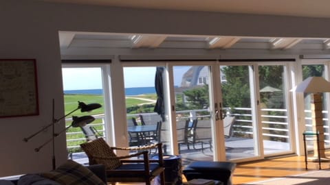 Deck and living room view of the ocean