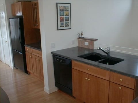 Kitchen sink and dishwasher. (Refrigerator replaced 2016)