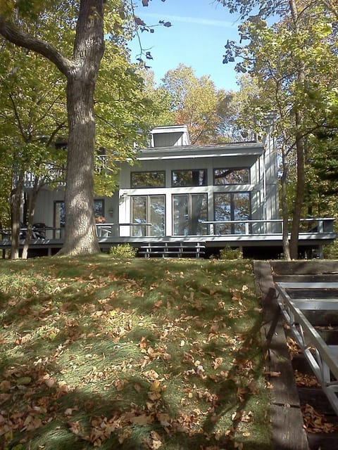 Cabin as you stand on the shoreline