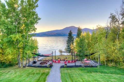 The Lodge's waterfront view of world famous Henrys Lake & Sawtelle Peak.
