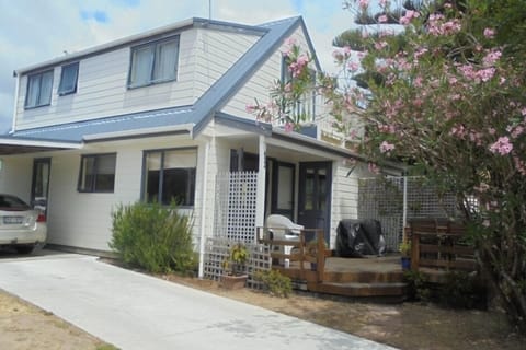 Front deck with french doors off the dining room with the BBQ.